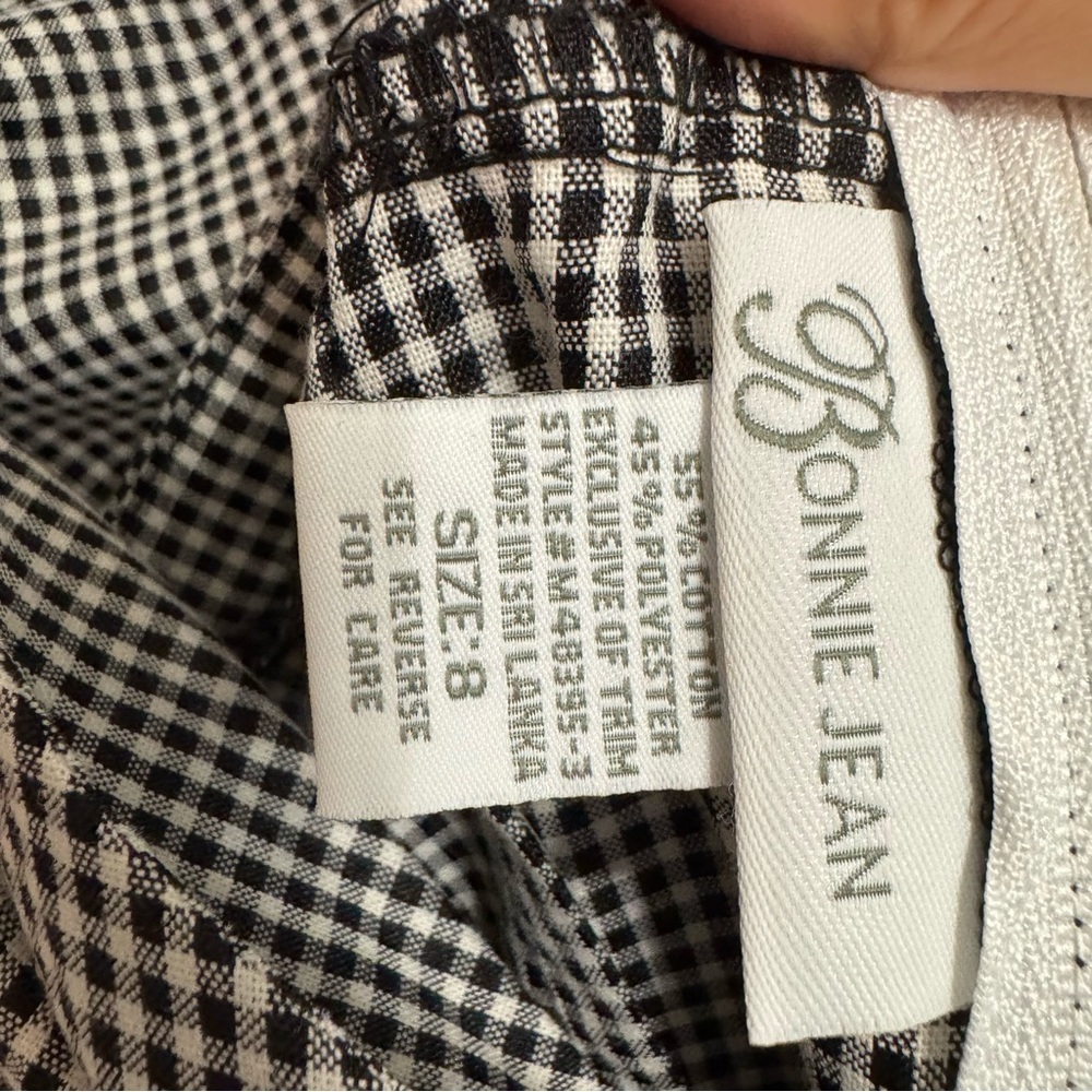Bonnie Jean Black and White Gingham Dress with Palm Leaf Size 8 - Picture 3 of 6